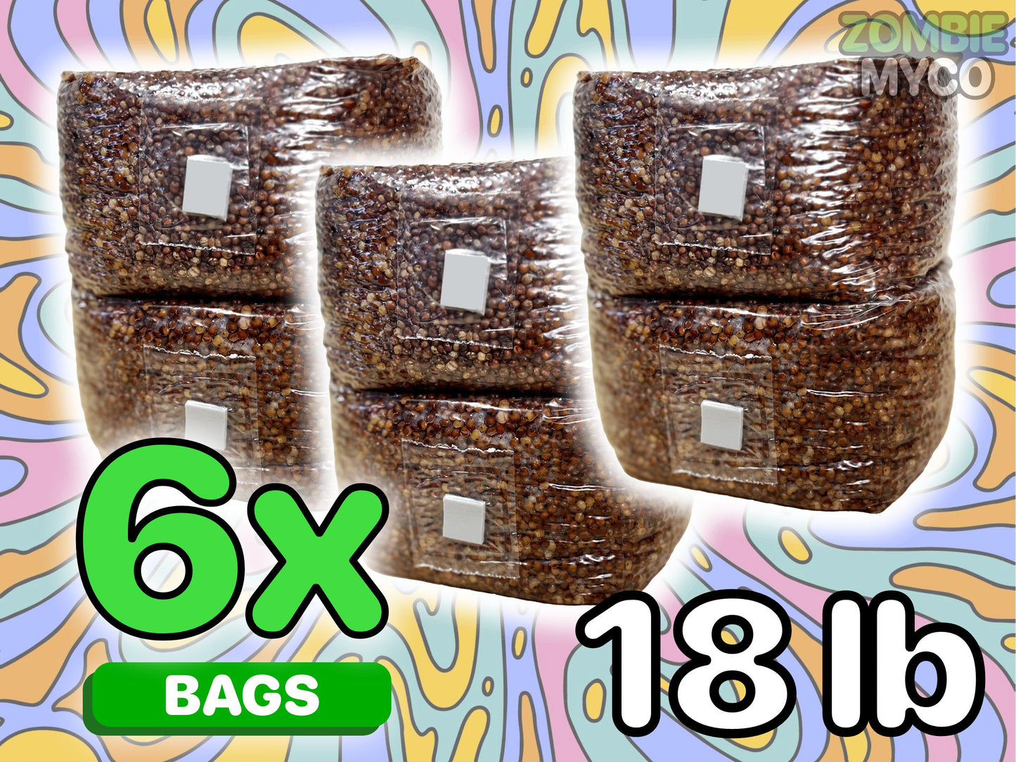 Grain Spawn Mushroom Bags ( 18lb ) - Milo Sorghum ( 6x )