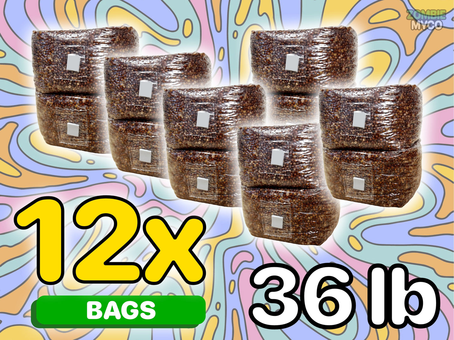 Grain Spawn Mushroom Bags ( 12x )- Milo Sorghum (36lb)