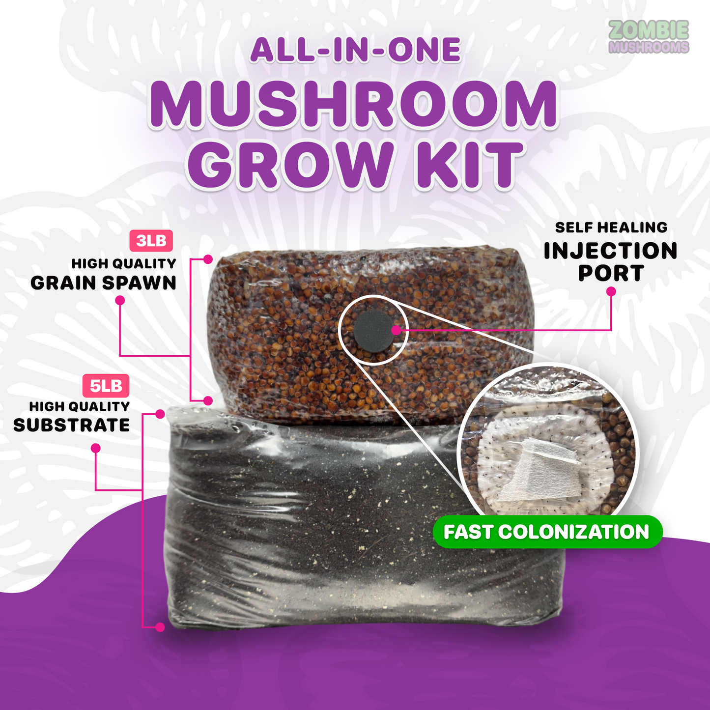 Mushroom Grow Kit - Monotub Refil Kit ( 8lb ) - Sterilized Grain and CVG