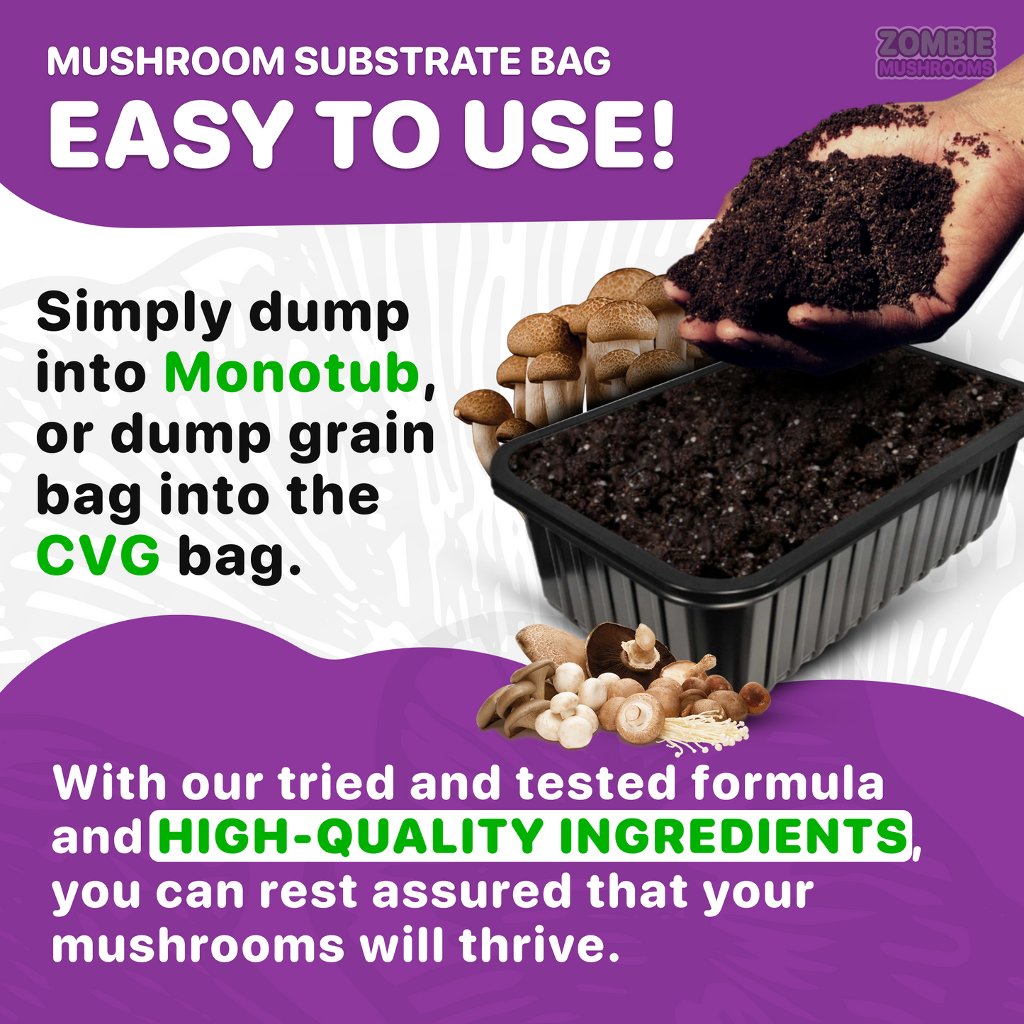 Mushroom Grow Kit - Monotub Refil Kit ( 8lb ) - Sterilized Grain and CVG