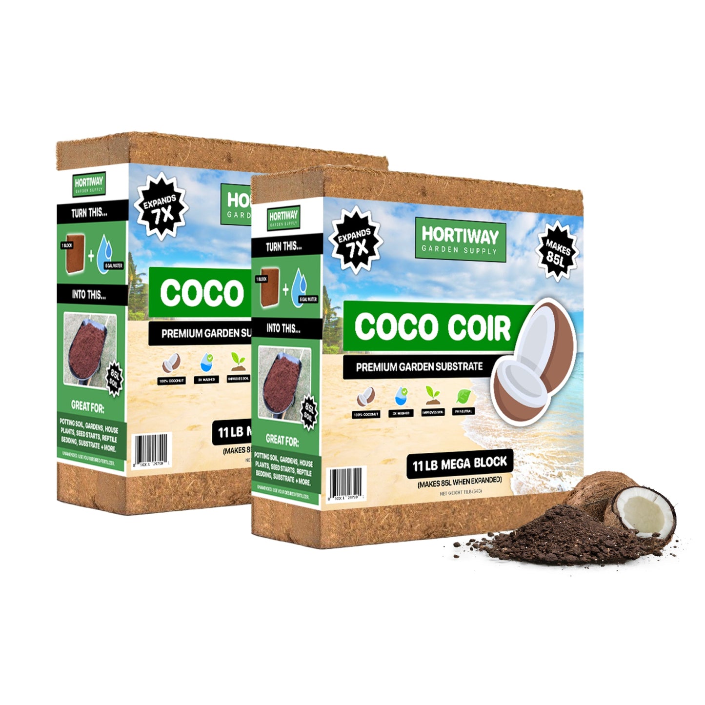 Coco Coir Brick (11lbs) - 100% Organic Coco Coir Block (5kg)