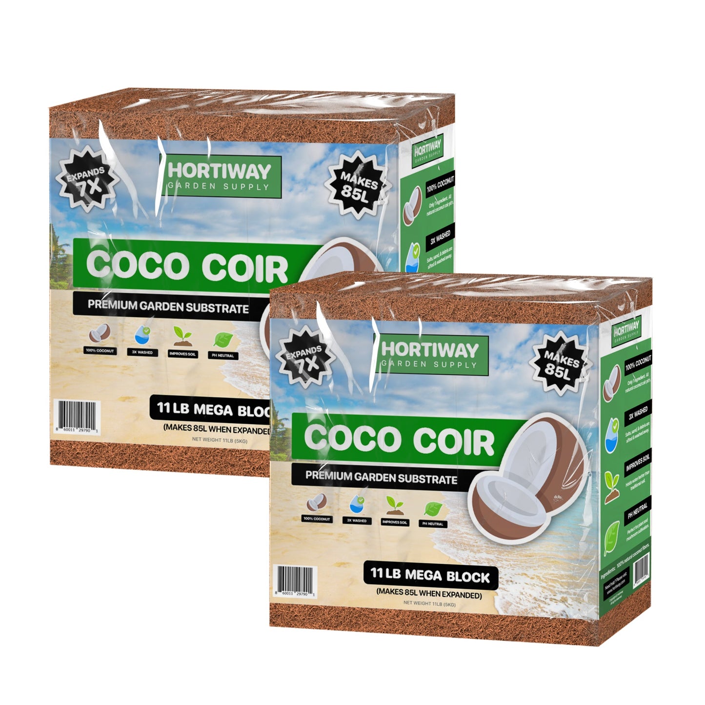 Coco Coir Brick (11lbs) - 100% Organic Coco Coir Block (5kg)