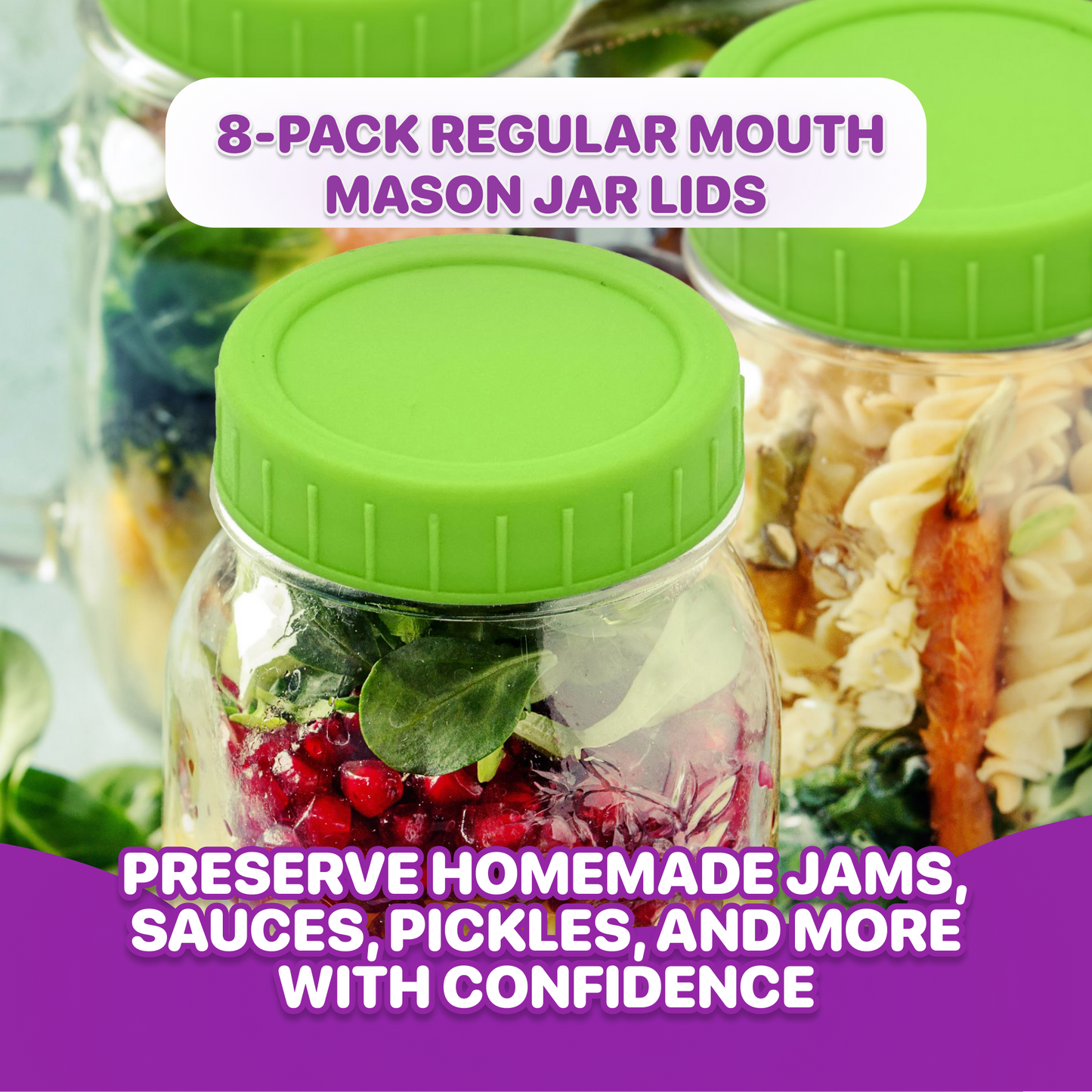 Mason Jar Lids for Ball, Plastic Caps for Canning and Storage Jars