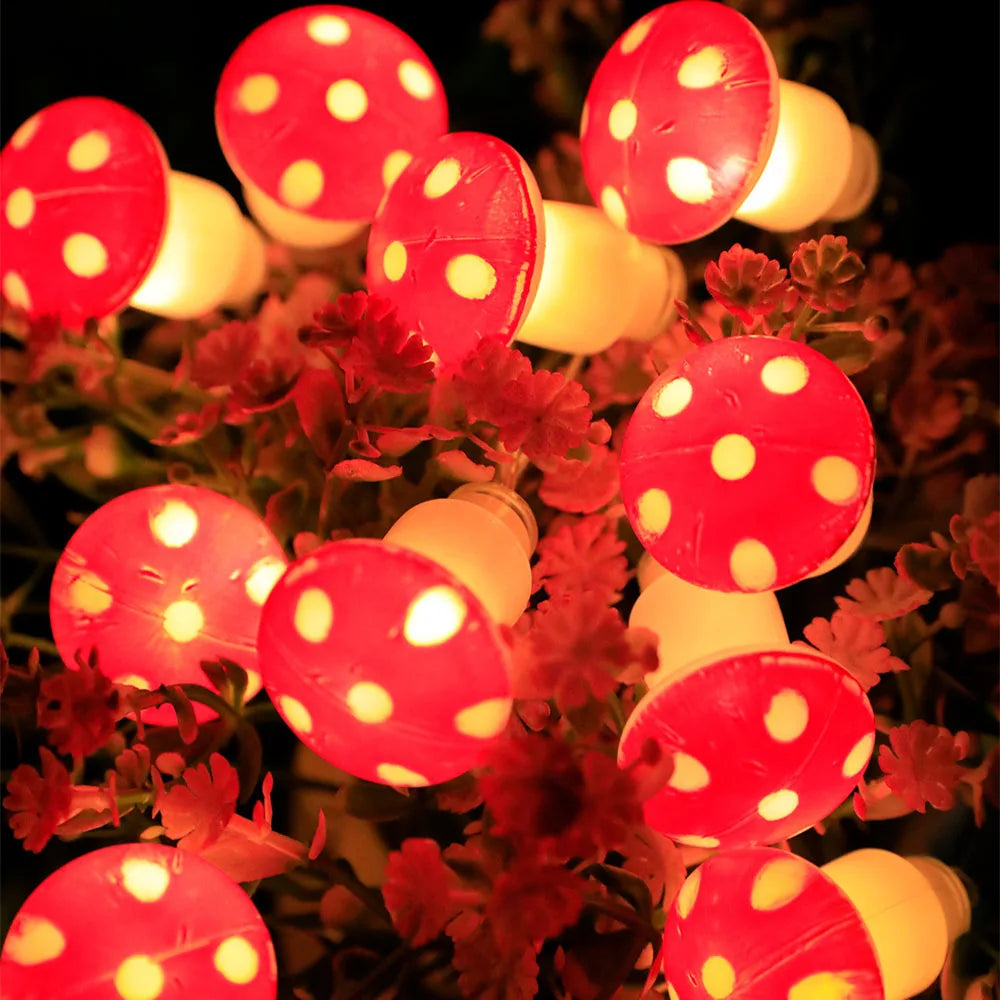 Cute Mushroom String Lights Battery Powered Mushroom Fairy Light  Garden Mushroom Garland Light For Grunge Indie Room Dorm Decor