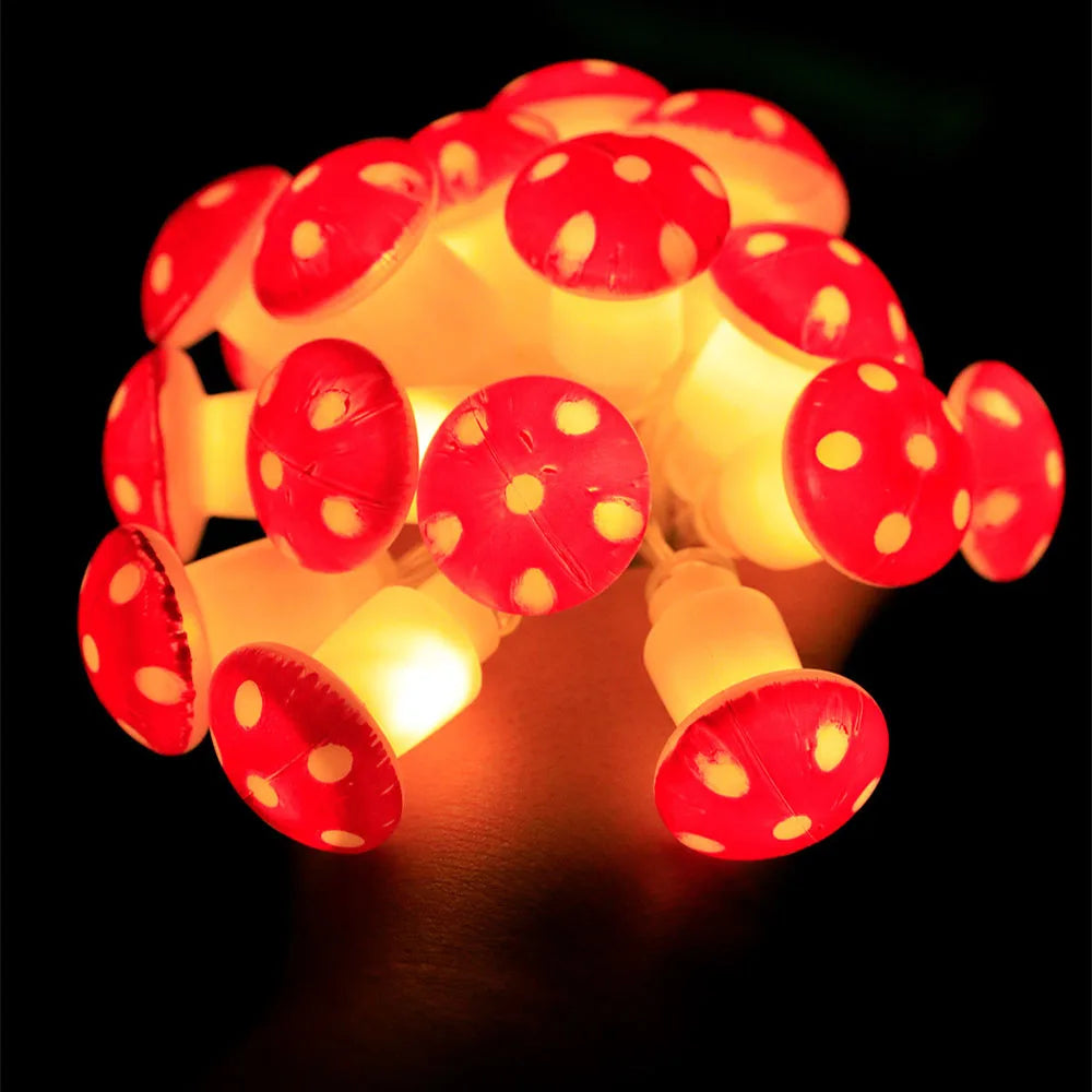 Cute Mushroom String Lights Battery Powered Mushroom Fairy Light  Garden Mushroom Garland Light For Grunge Indie Room Dorm Decor