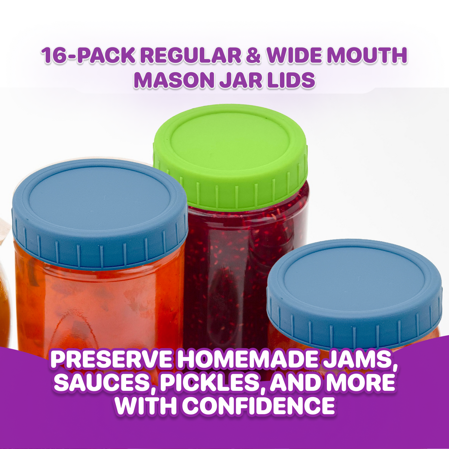 Mason Jar Lids for Ball, Plastic Caps for Canning and Storage Jars