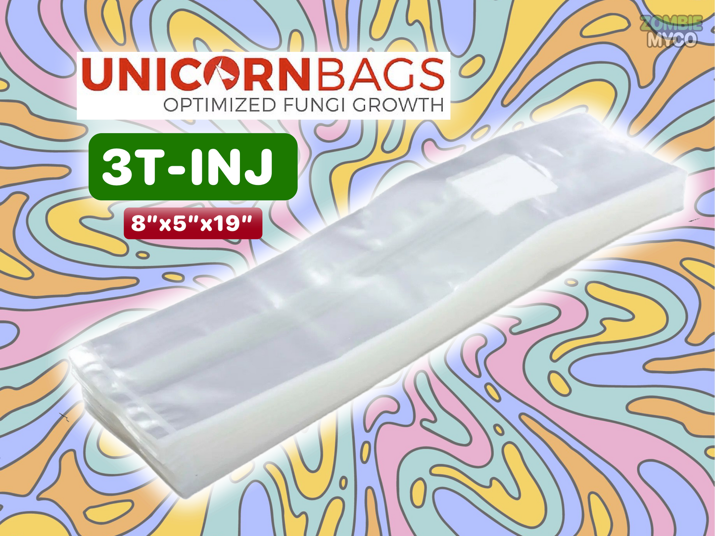 3T - INJ Unicorn Mushroom Grow Bags With Injection Port (8x5x19) - Bulk - Wholesale