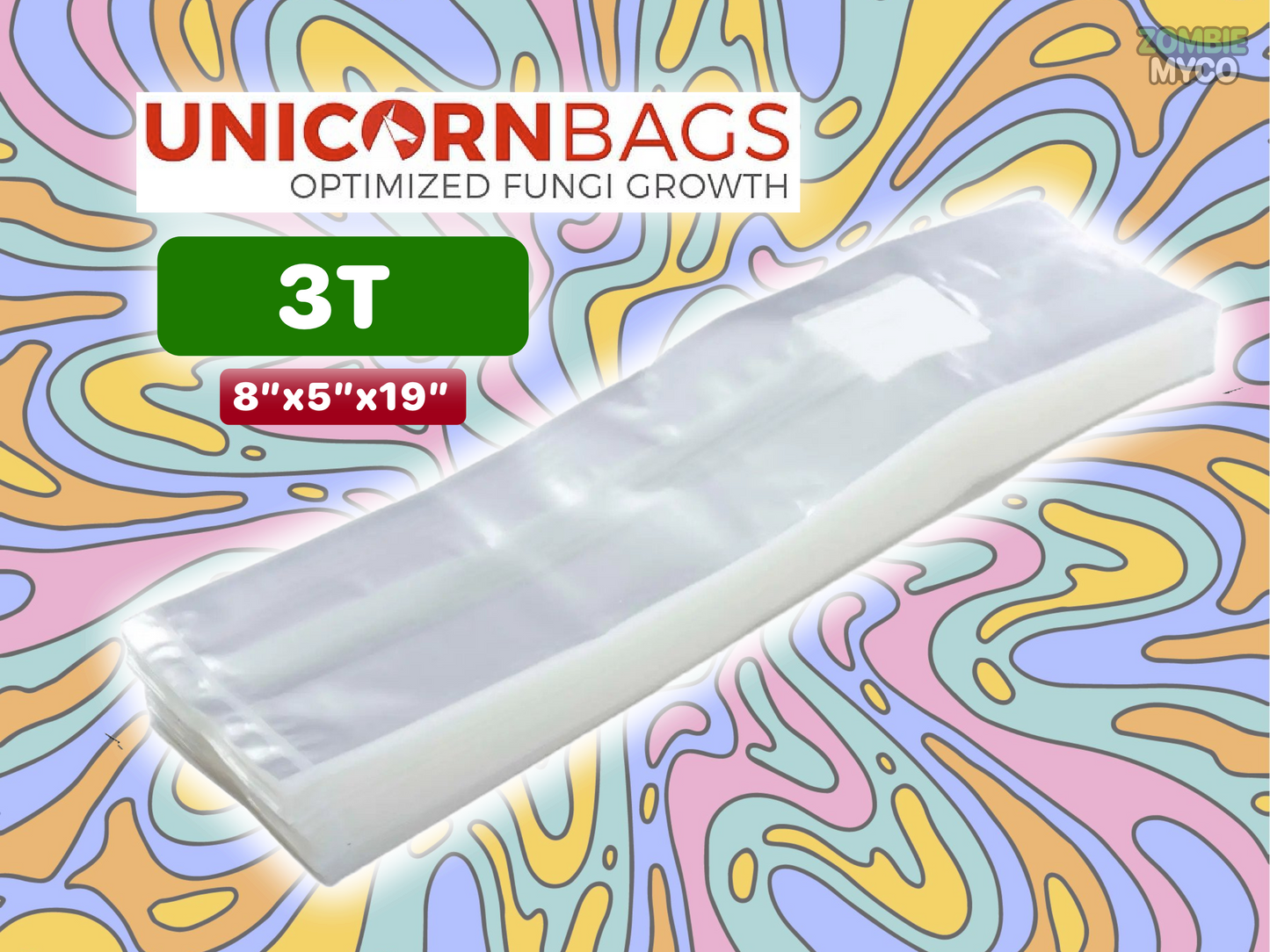 3T Unicorn Mushroom Grow Bags  - (8x5x19) - Bulk - Wholesale