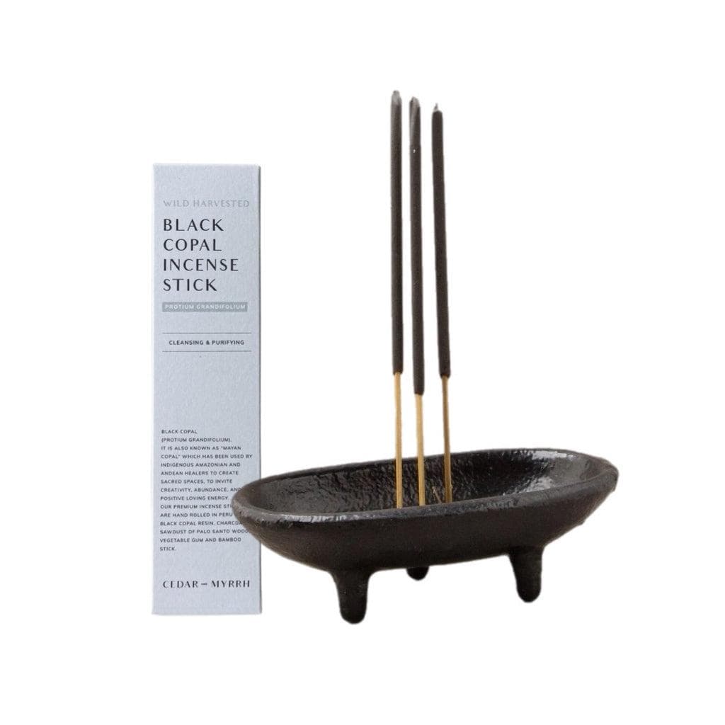 Black Copal Incense & Cast Iron Smudge Dish Gift Set