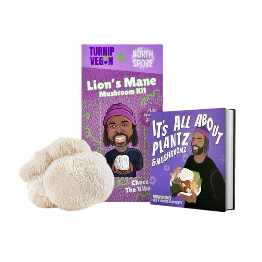 Turnip Vegan Lion's Mane Mushroom Grow Kit + Book Set