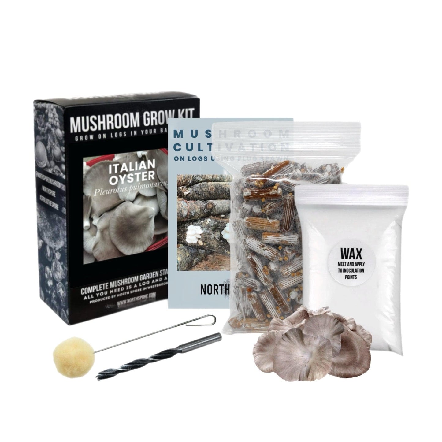 Organic Italian Oyster Mushroom Outdoor Log Growing Kit