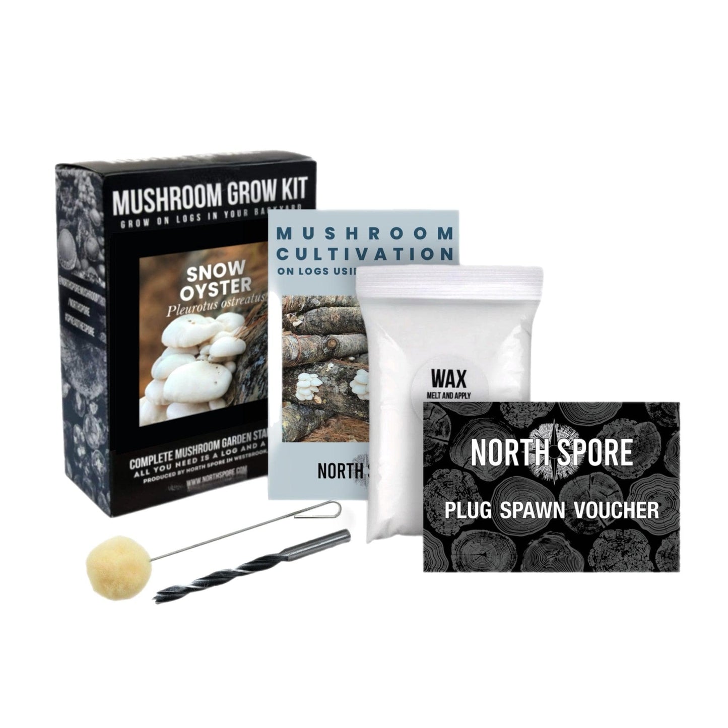 Organic Snow Oyster Mushroom Outdoor Log Growing Kit