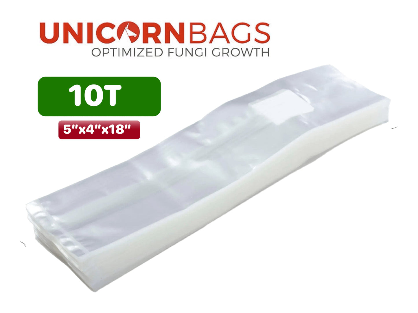 Unicorn Mushroom Grow Bags ( 10T ) - 5x4x18 - Bulk - Wholesale